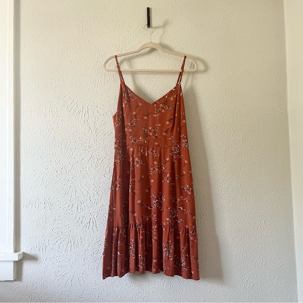 Rust Orange Floral Dress
